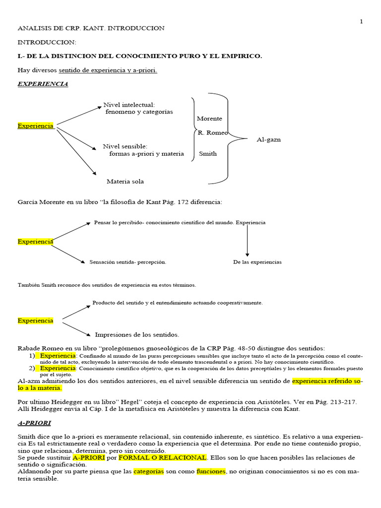 Análisis del Conocimiento en Kant | PDF | A priori y a posteriori ...