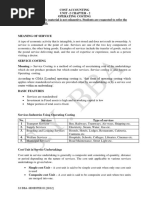 Operating or Service Costing 2022-23