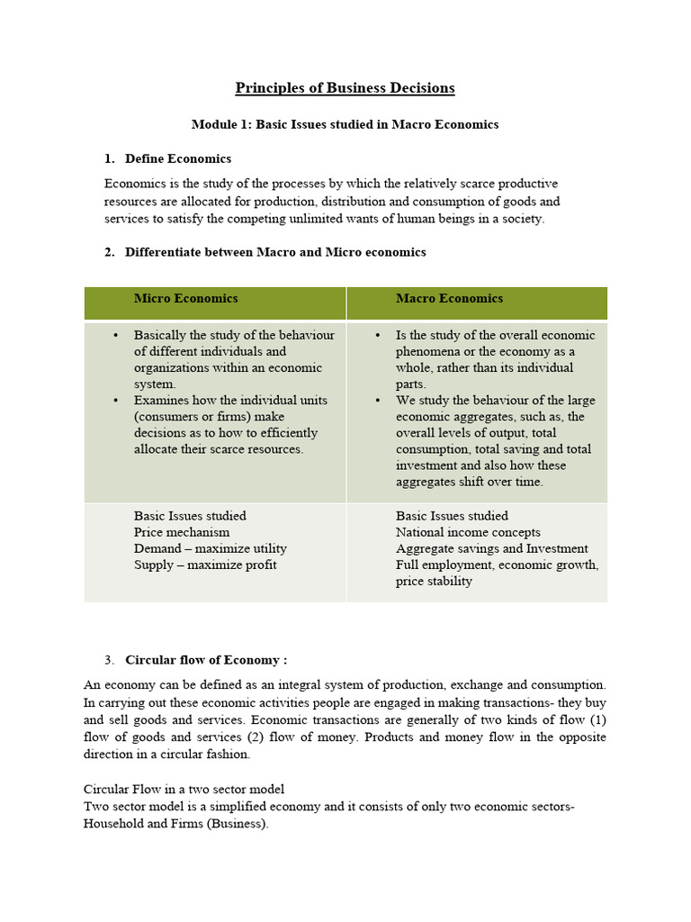 PBD Module 1 Notes | PDF | Cost Of Living | Inflation
