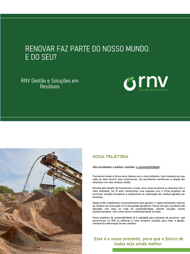 Gestão Sustentável de Resíduos RNV | PDF | Desperdício | Sustentabilidade