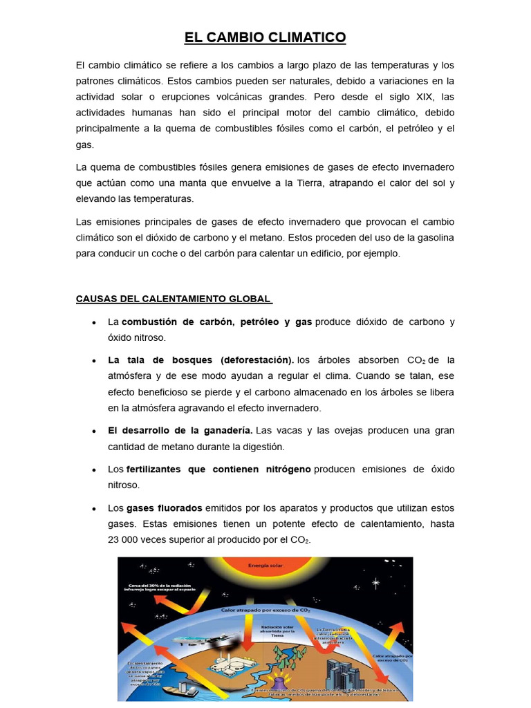El Cambio Climatico | PDF | Gases de efecto invernadero | Dióxido de ...