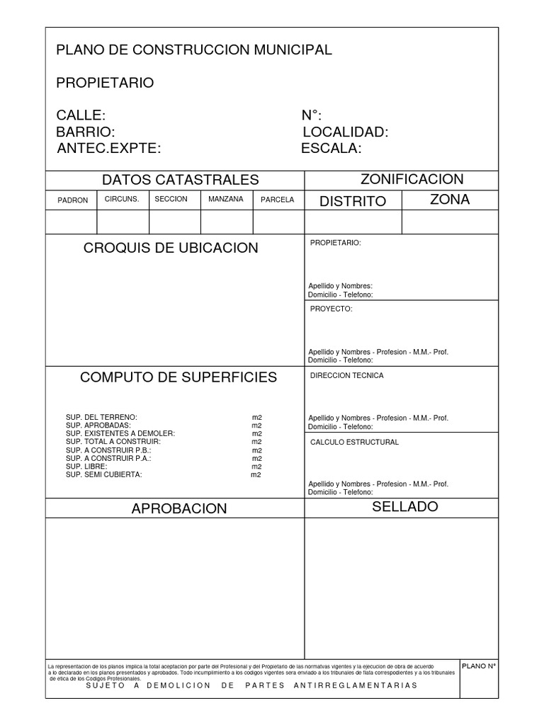 Rótulo de Plano Municipal de Construcción | PDF
