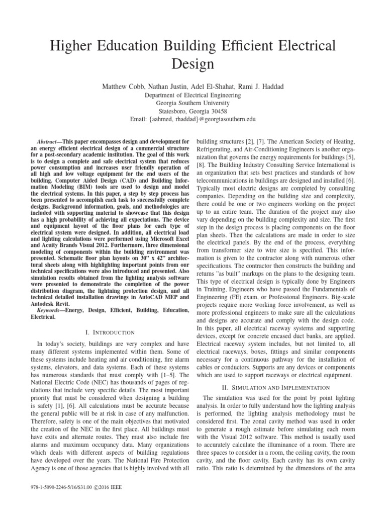 Energy Efficient Electrical Design for Education | PDF | Elevator ...