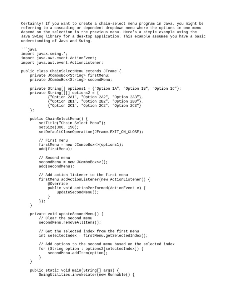 Chain select menu pdf software development computer engineering