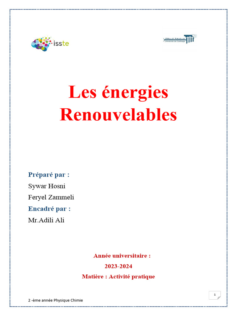 Énergies Renouvelables : Sources et Applications | PDF | Stockage de l ...