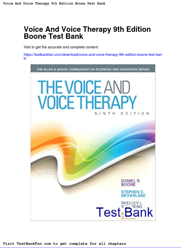 Voice and Voice Therapy 9th Edition Boone Test Bank PDF Italy