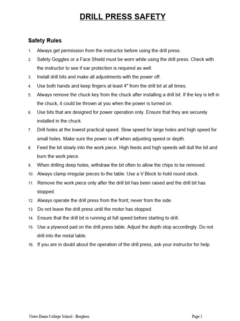 TDJ SB2 09 Drill Press Safety PDF Drill Drilling