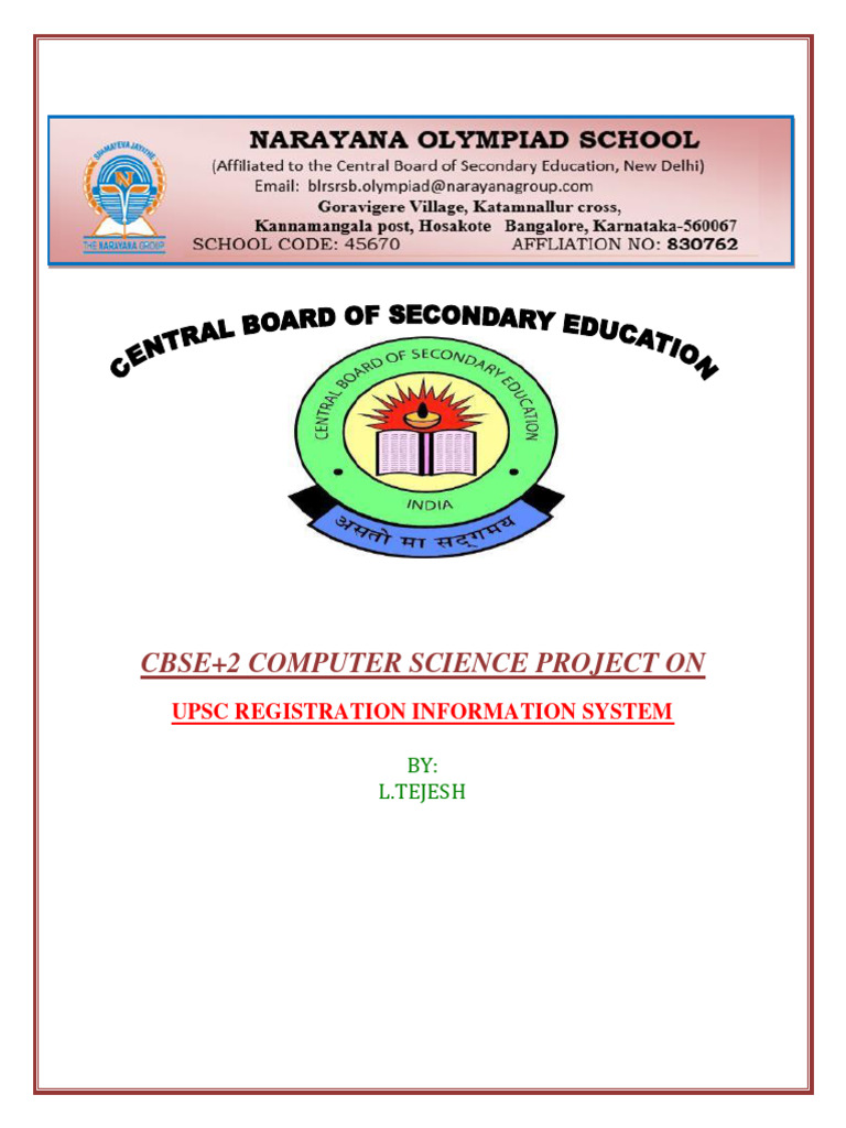 Computer Science Cover Page-Goravagere | PDF