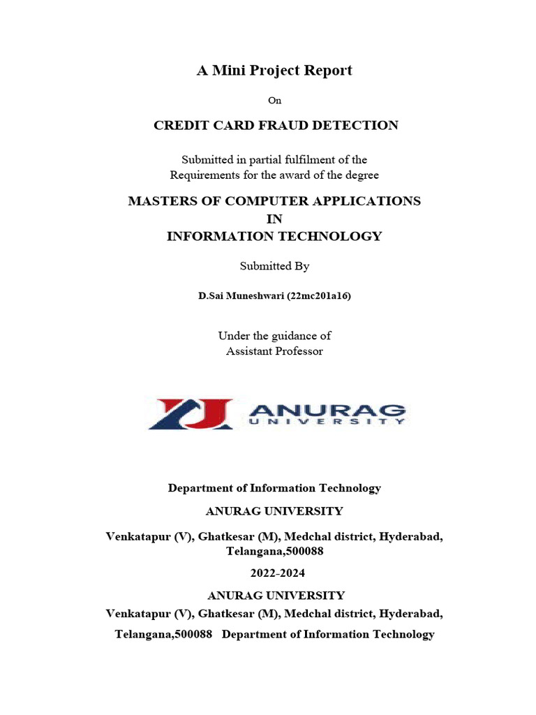 Credit Card Fraud Detection Report | PDF | Software Testing | Python ...