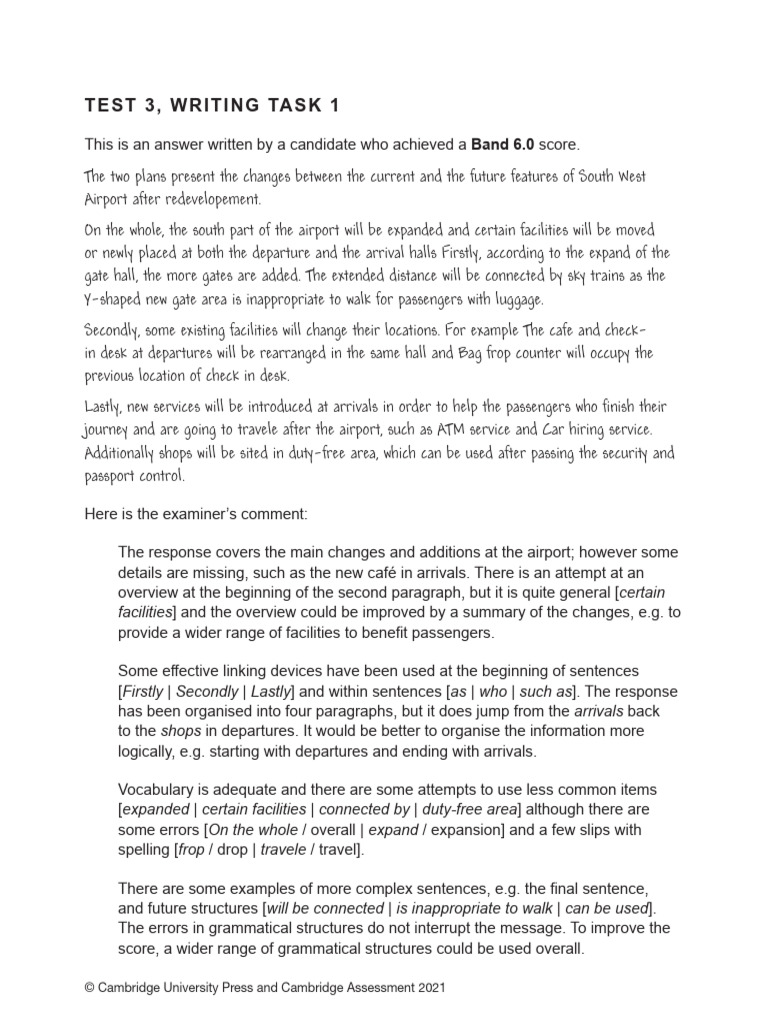 IELTS 16 Academic, Test 3, Writing Task 1 (Band 6.0) | PDF | Airport