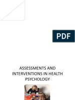 Assessment and Intervention in Health Psychology