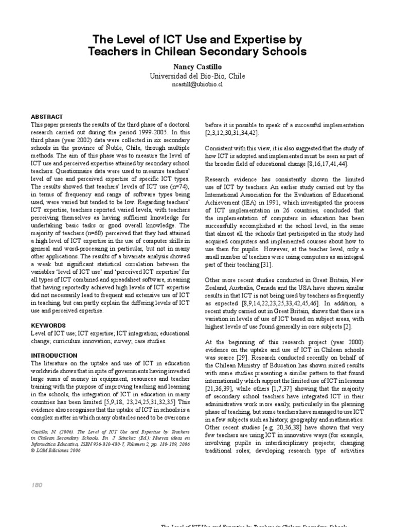 Level of Use of iCT in Teaching | PDF | Educational Technology ...