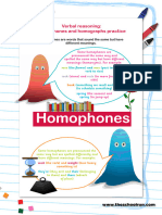 Verbal Reasoning Homophones and Homographs Practice 1