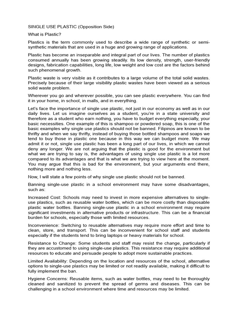 Single Use Plastic | PDF | Sex Education | Freedom Of Speech