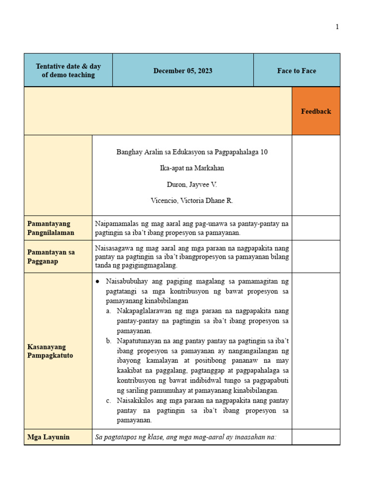 3R - Demo No.3 - Duron A & Vicencio B - Lesson-Plan | PDF