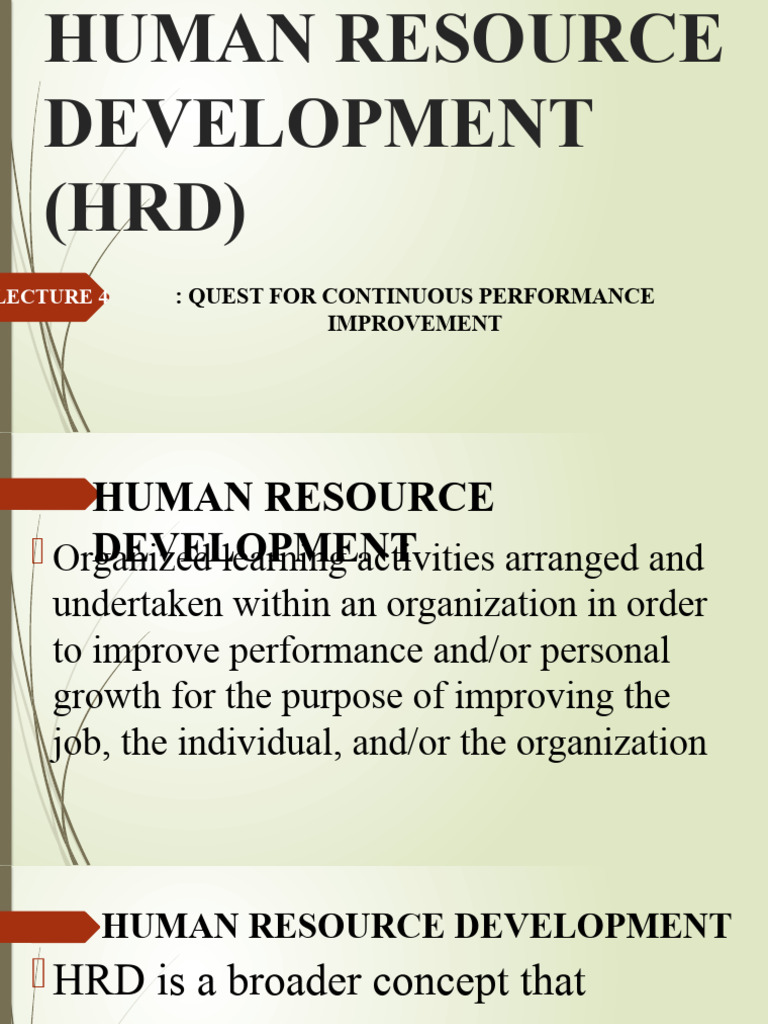 Lecture 4 Human Resource Development | PDF | Behaviorism | Learning