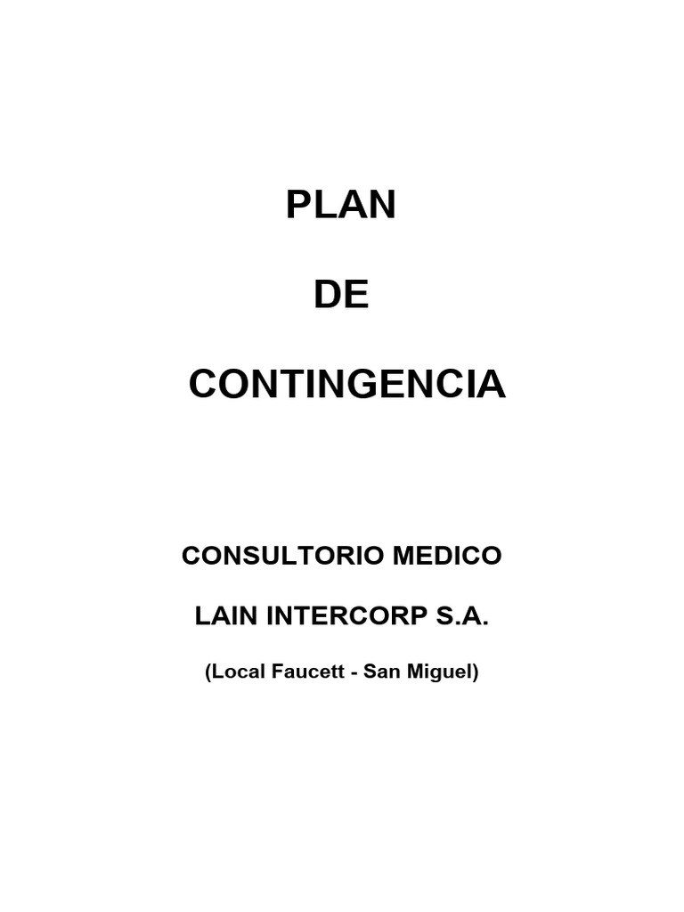 Plan de Seguridad y Contingencia LAIN | PDF | Primeros auxilios ...