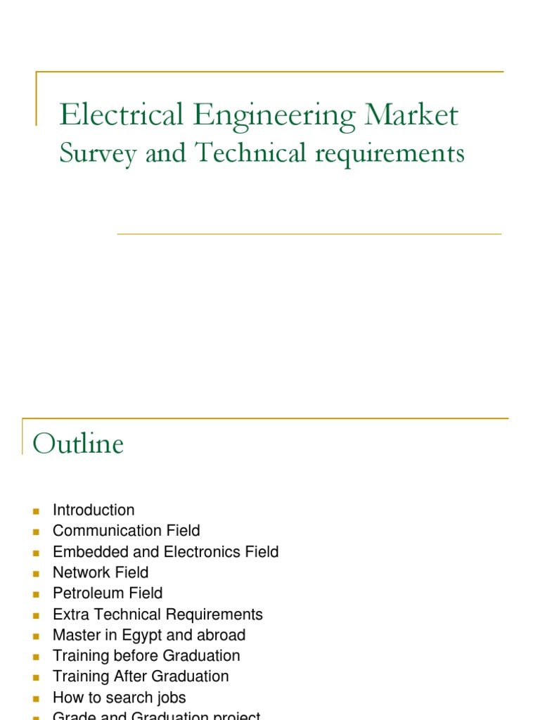 Electrical Engineering Market Survey and Technical Requirements PDF
