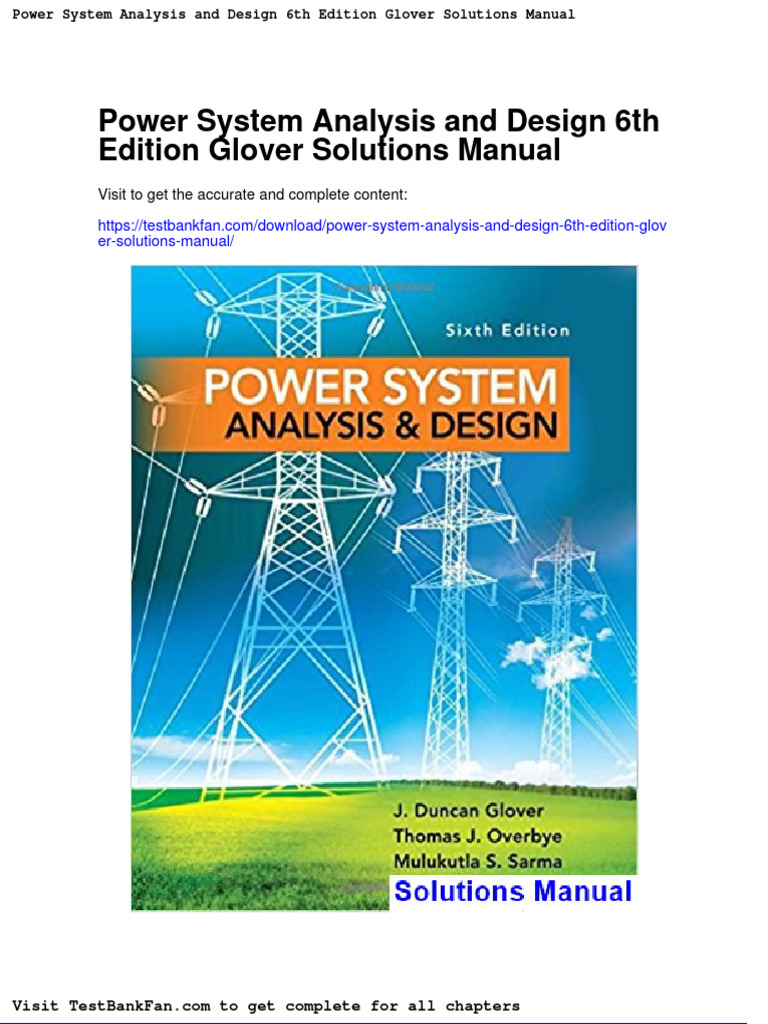 Power System Analysis and Design 6th Edition Glover Solutions Manual PDF