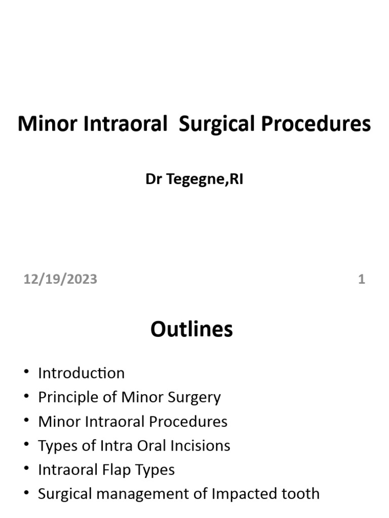 Minor Intraoral Surgical Procedures PDF Surgery Tooth