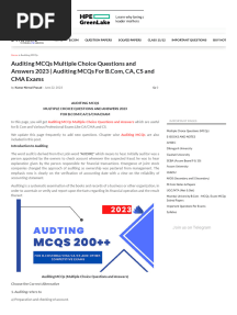 Auditing MCQs Multiple Choice Questions and Answers 2023 - Auditing MCQs For B.Com, CA, CS and CMA Exams