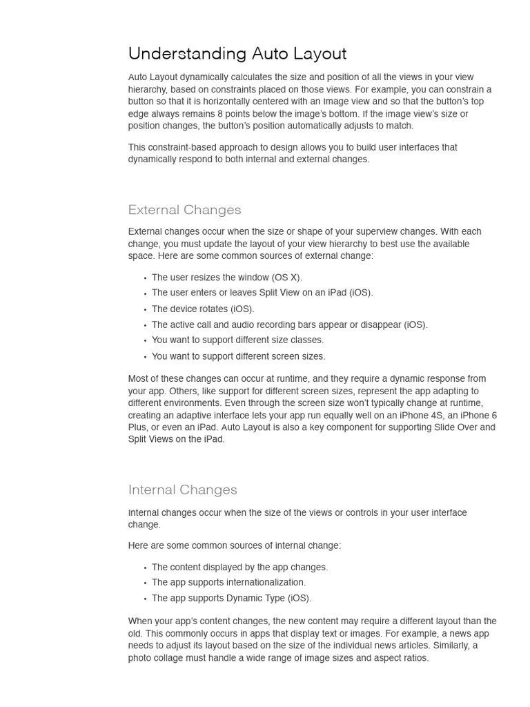 Auto Layout Guide for Dynamic UI Design | PDF | Ios | Page Layout