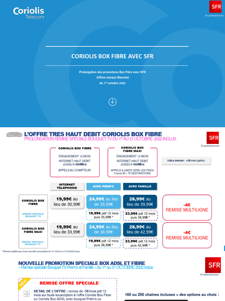 Promotions Coriolis Box Fibre SFR | PDF | Secteurs du service ...
