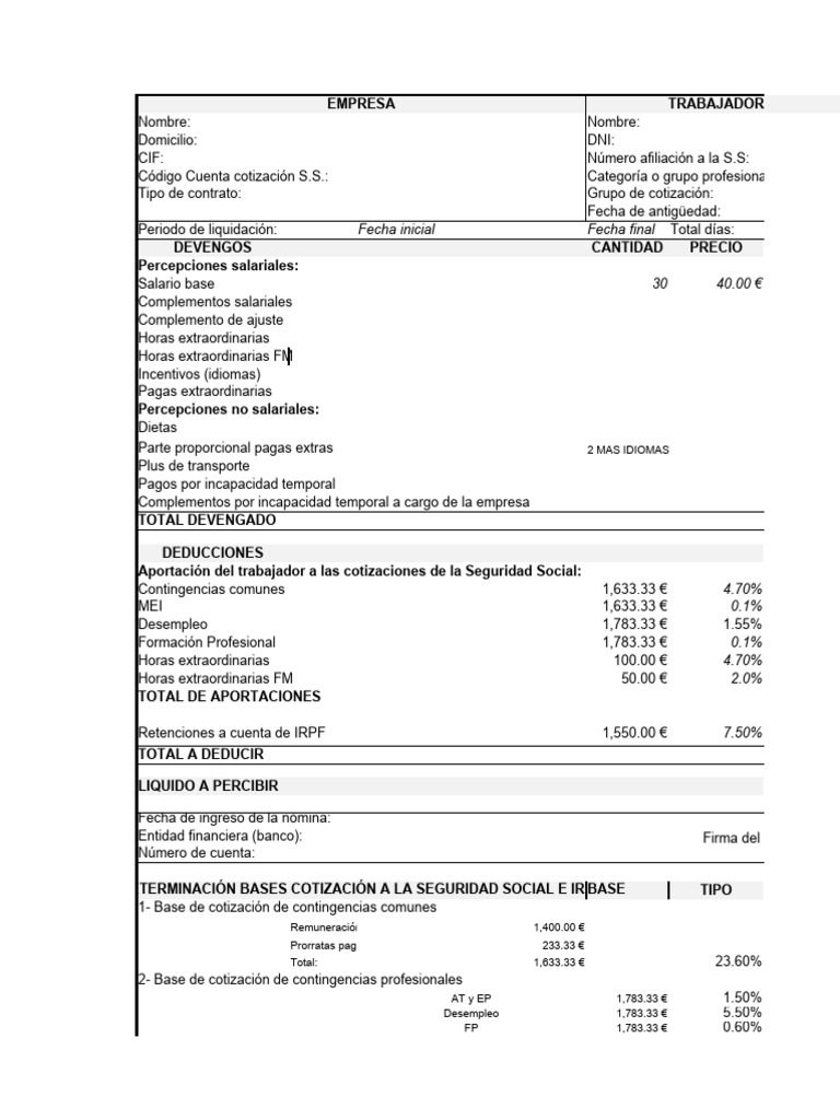 NÓMINAS | PDF | Cheque de pago | Salario