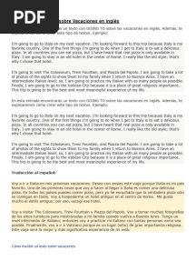Texto Con GOING TO Sobre Vacaciones en Inglés To France