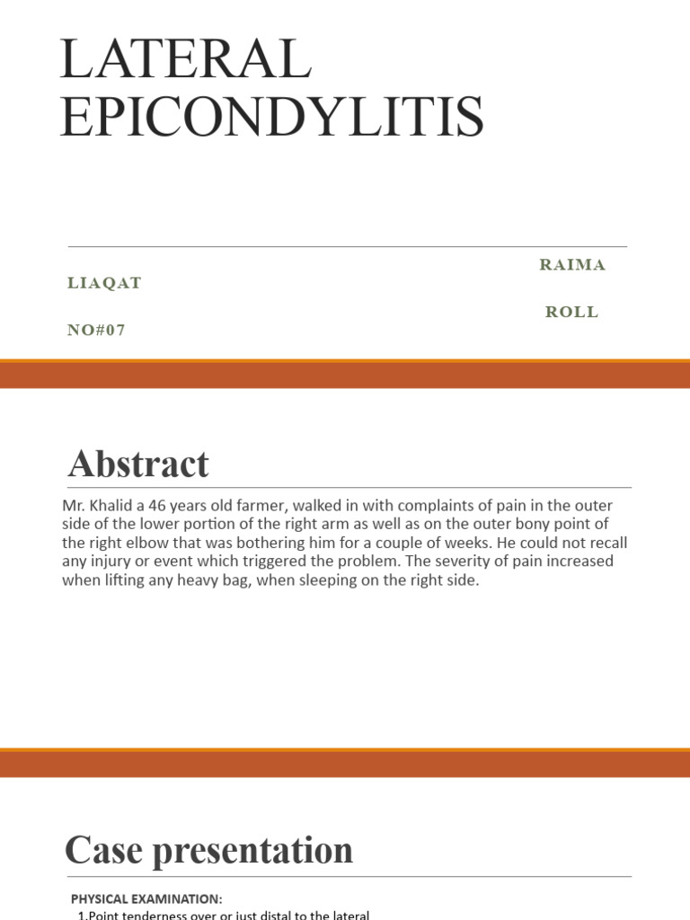 LATERAL EPICONDYLITIS. PDF Elbow Medical Specialties