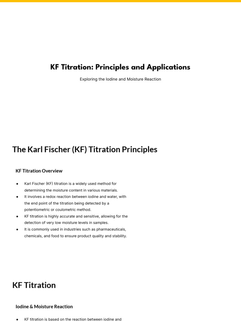 KF Titration PDF Titration Chemistry