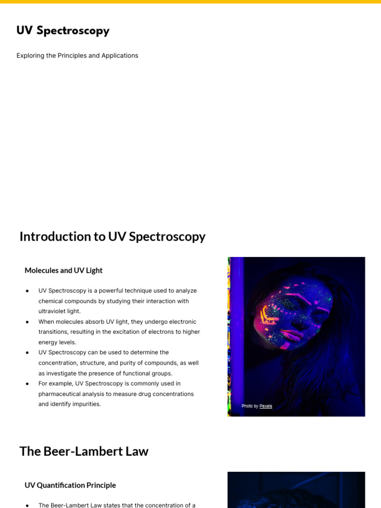 UV Spectroscopy PDF UltravioletVisible Spectroscopy