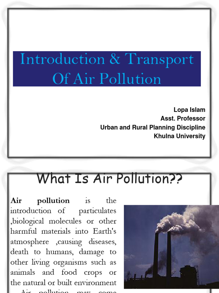 Introduction to Air Pollution Dynamics | PDF | Atmosphere Of Earth ...