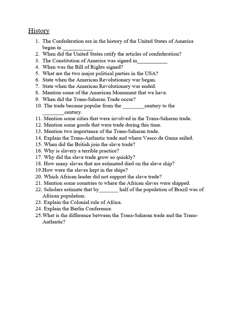 History Questions For Exam | PDF