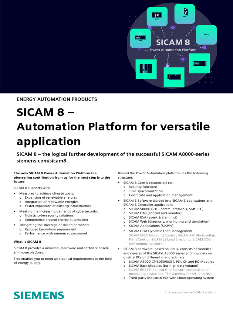 SICAM 8: Advanced Energy Automation Platform | PDF | Electrical Grid ...