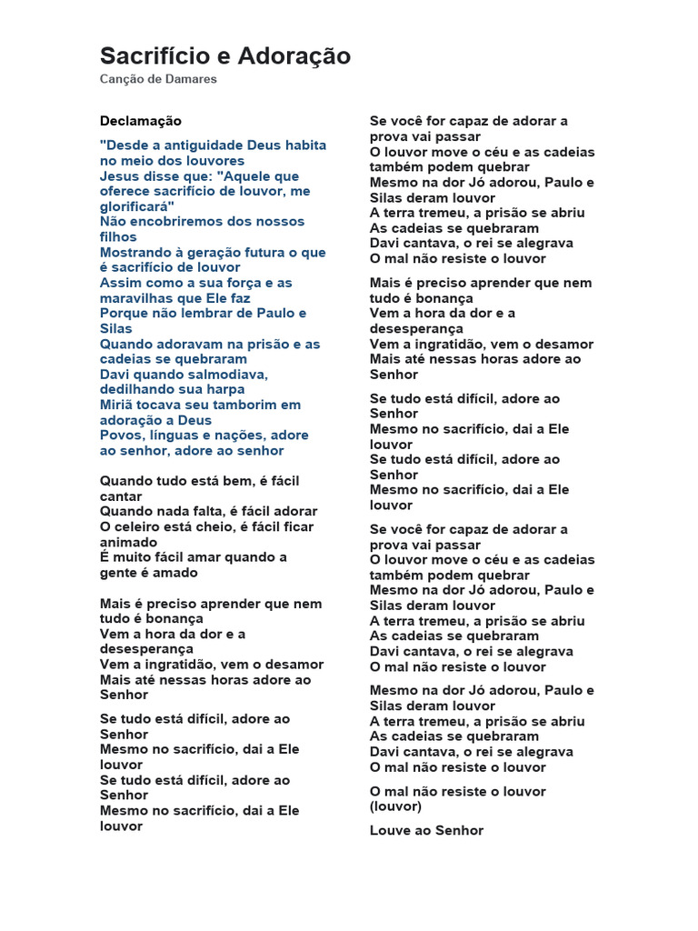 Sacrifício e Louvor em Adoração | PDF