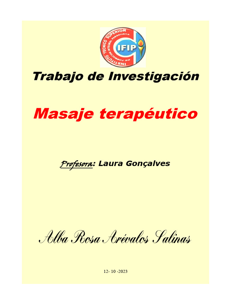 Trabajo investigacion masaje terapeutico pdf medicina clinica