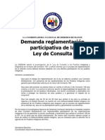 CNDDHH Comunicado de Reglamentación de Ley de Consulta