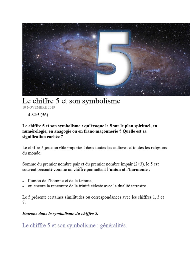 Symbolisme et signification du chiffre 5 PDF — free download