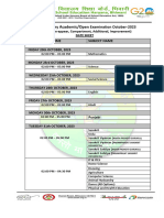 Secondary Academic/Open: Day, Date and Time Subject Name