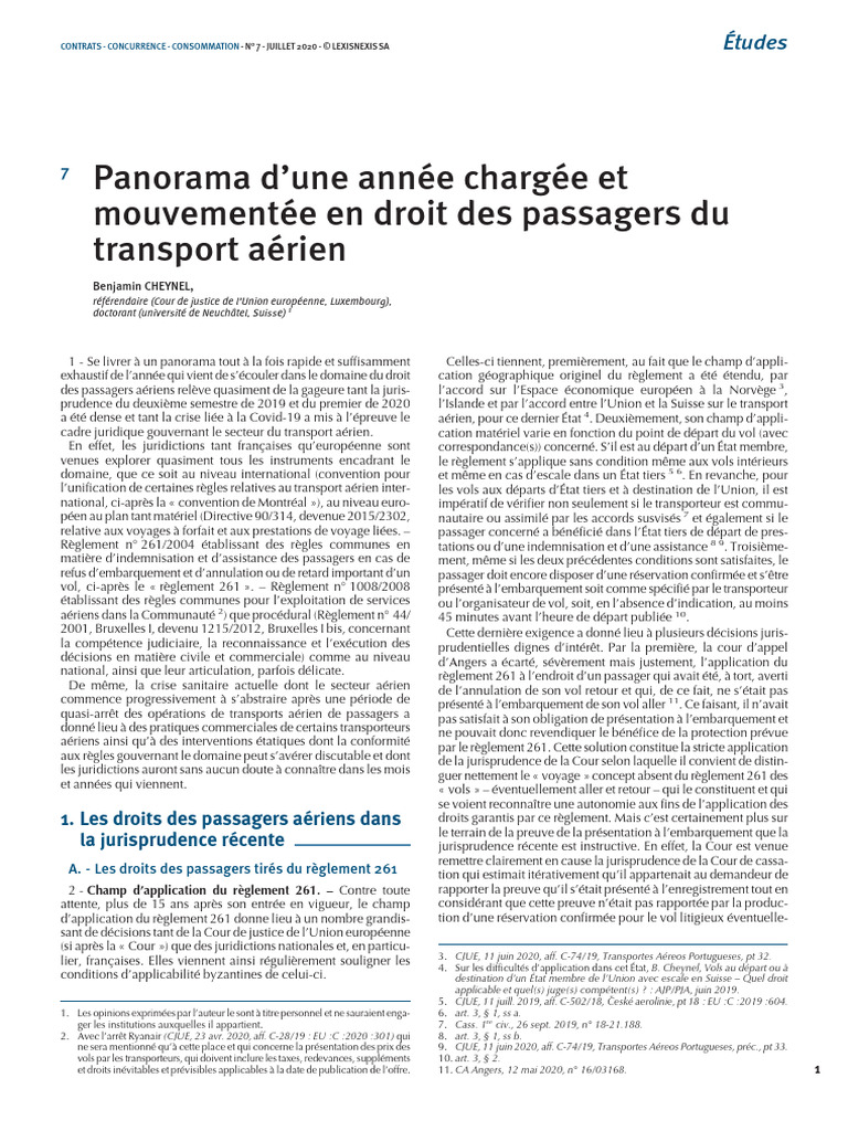 Droit des passagers aériens en 2020 | PDF | Compétence | Convention ...