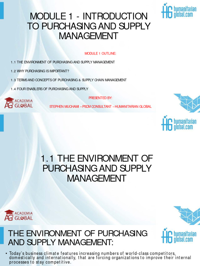 Module 1 introduction to purchasing and supply management ppt slides