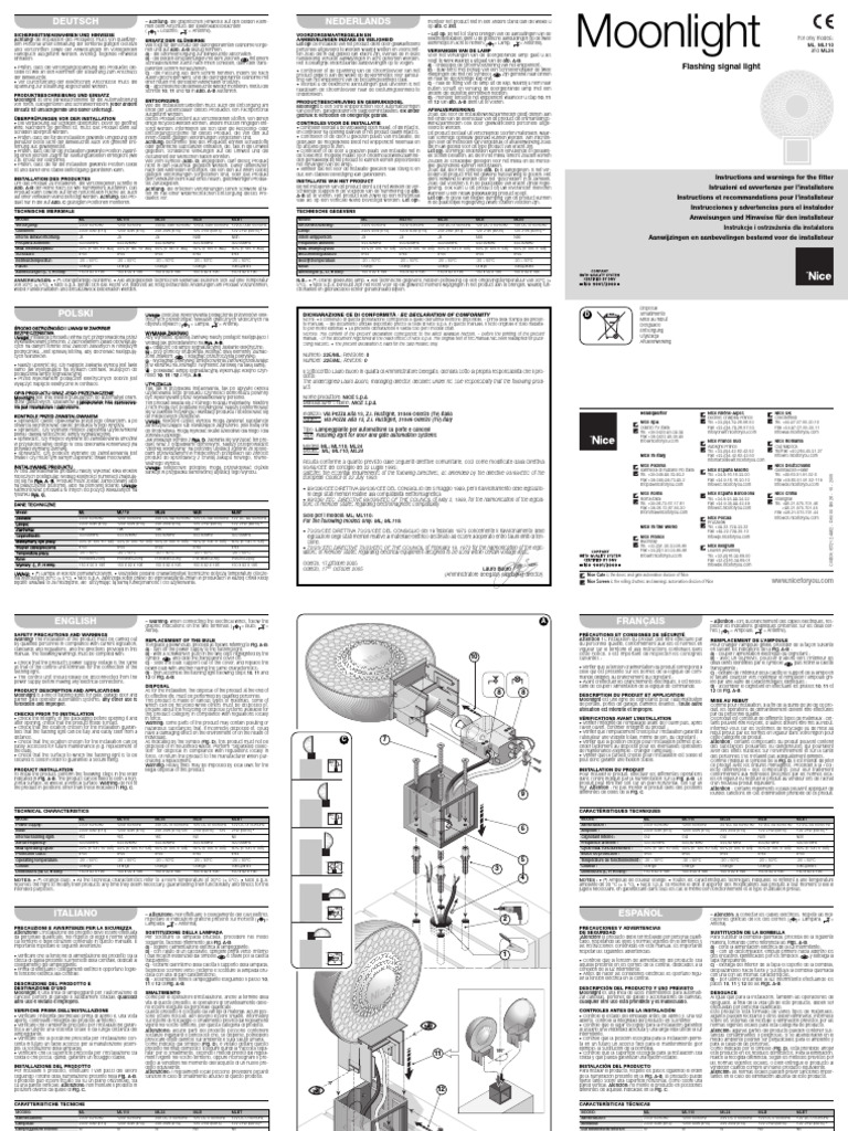 Documentation technique notice nice clignotant ml pdf