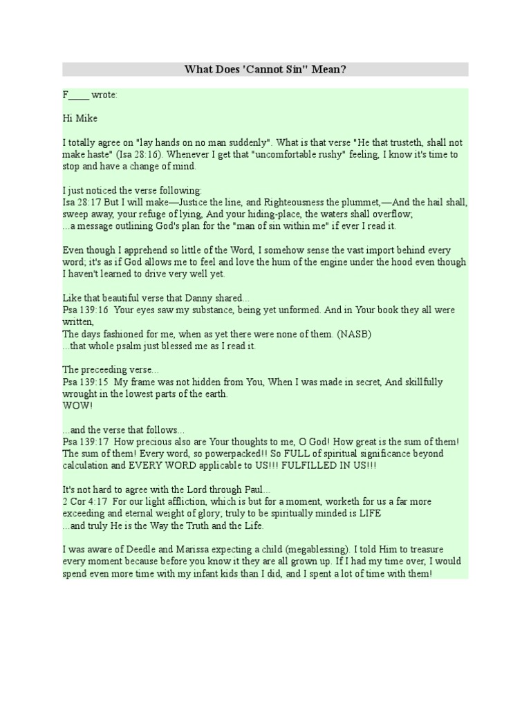 Cannot Sin What Does It Mean | PDF | Religious Behaviour And Experience ...