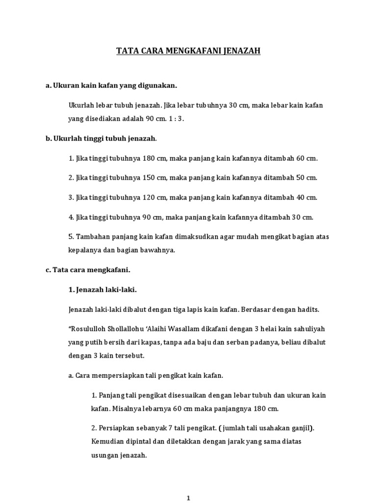Tata Cara Mengkafani Jenazah Pdf