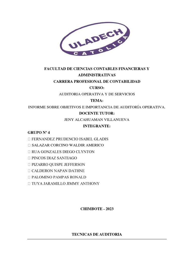 Tecnicas De Auditoria Pdf Auditoría Business