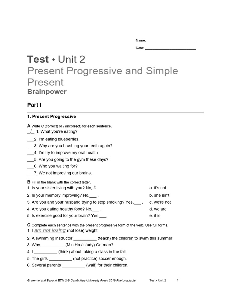 Present Progressive and Present Simple | PDF
