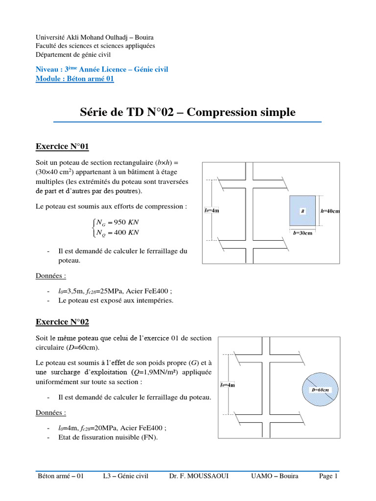 Exercices de Compression Simple en Béton | PDF | Méthodes et références ...