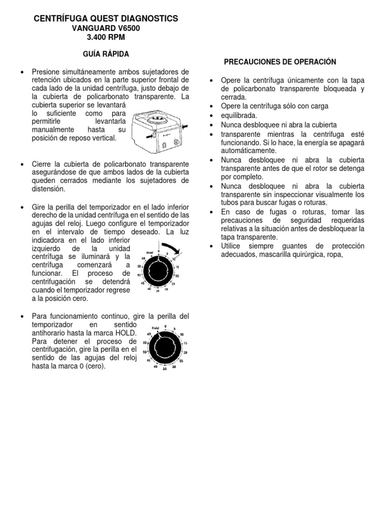 Manual de Uso Centrífuga Vanguard V6500 | PDF