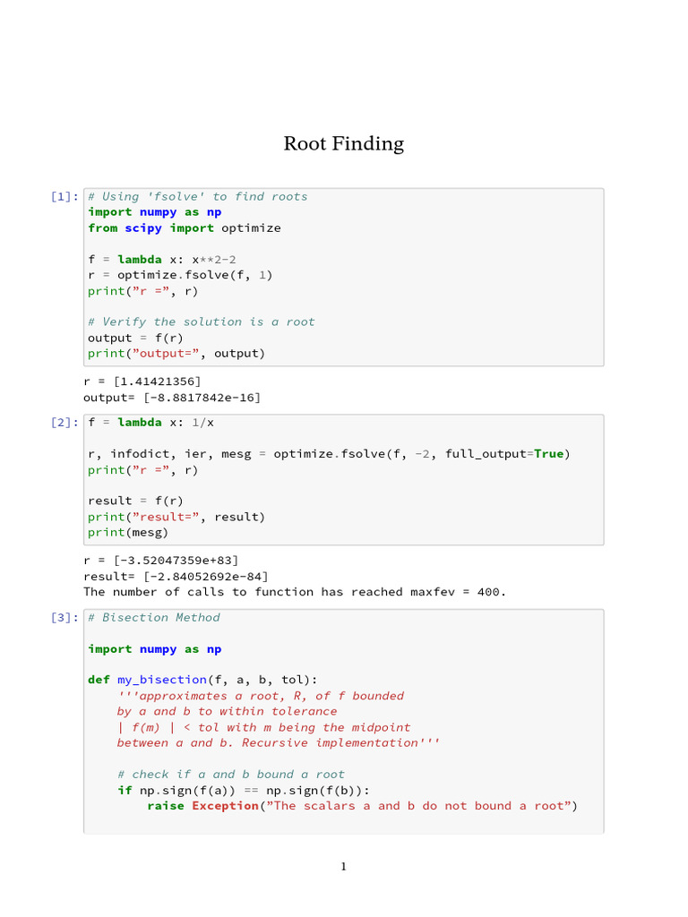 Root Finding | PDF | Mathematics Of Computing | Mathematical Optimization